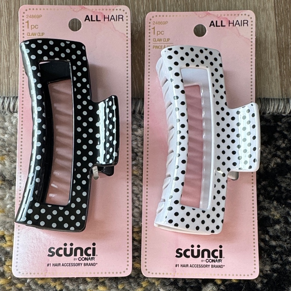 Scunci Polka Dot Hair Claw Clips- 2 Pair Set NEW 🏷️